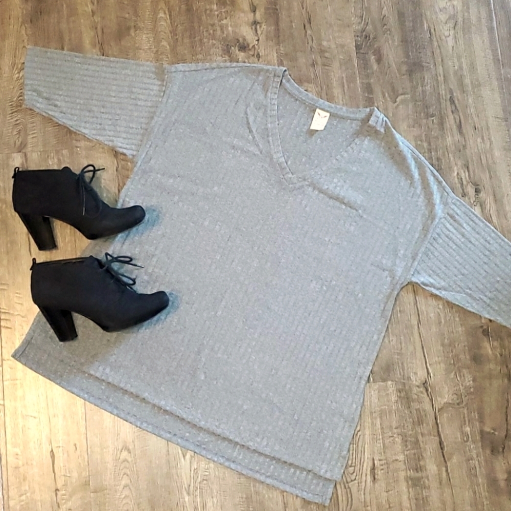 New Ribbed Grey Sweater in‎ 2X